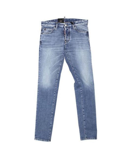 Blue Cotton Straight-Leg Jeans