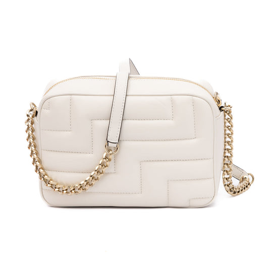 White Leather Avenue Camera Crossbody Bag