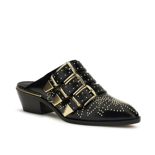Black Calf Leather Bos Taurus Mules
