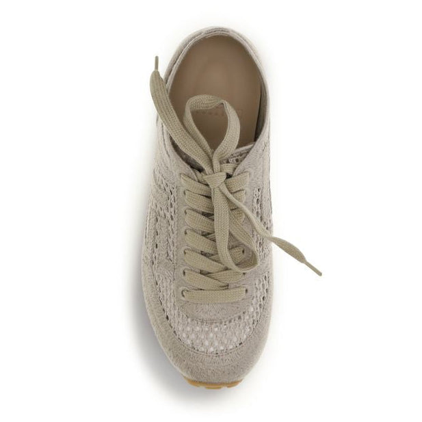 Beige Cotton Athletic Sneakers