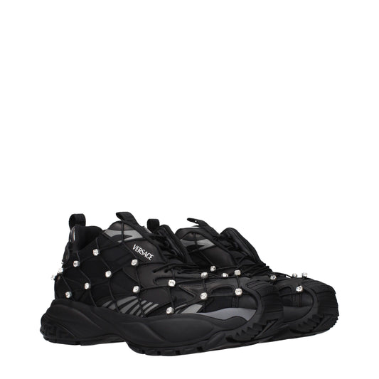 Black Fabric Chunky Sneakers