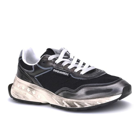 Black Calf Leather Bos Taurus Athletic Sneakers