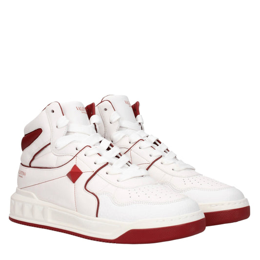 White Leather High Top Sneakers