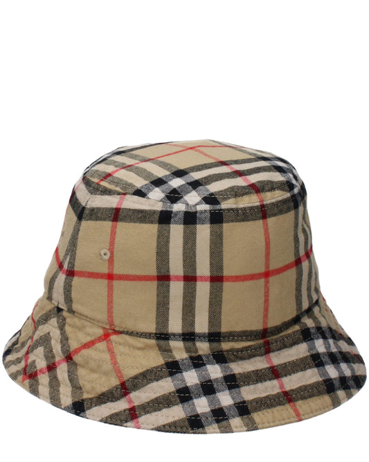 Beige Cotton Bucket Hat