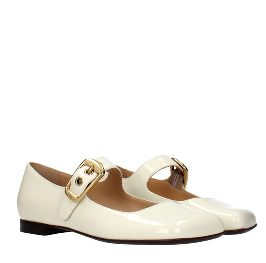 Beige Leather Ballet Flats