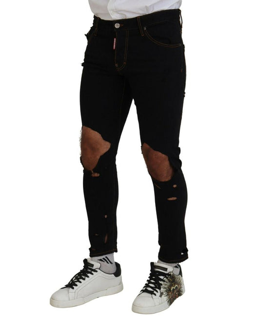 Black Cotton Skinny Pants