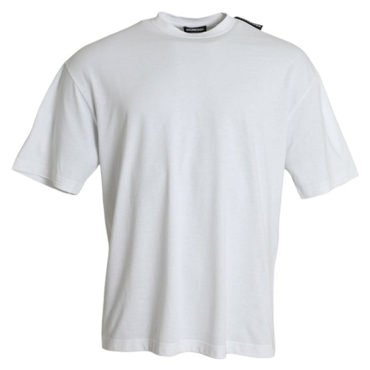 Balenciaga – T-Shirt Oversize Off White con Logo Ribbon sulla Spalla