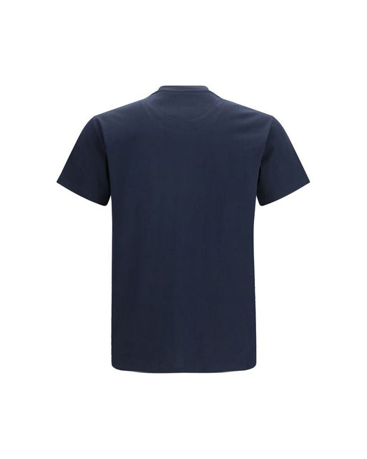 Fendi – Cotton T-Shirt with Asymmetric Logo Blue