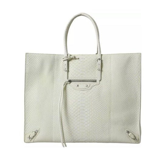 Balenciaga - White Yellow Exotic Skin Leather Shopping PAPIER Bag