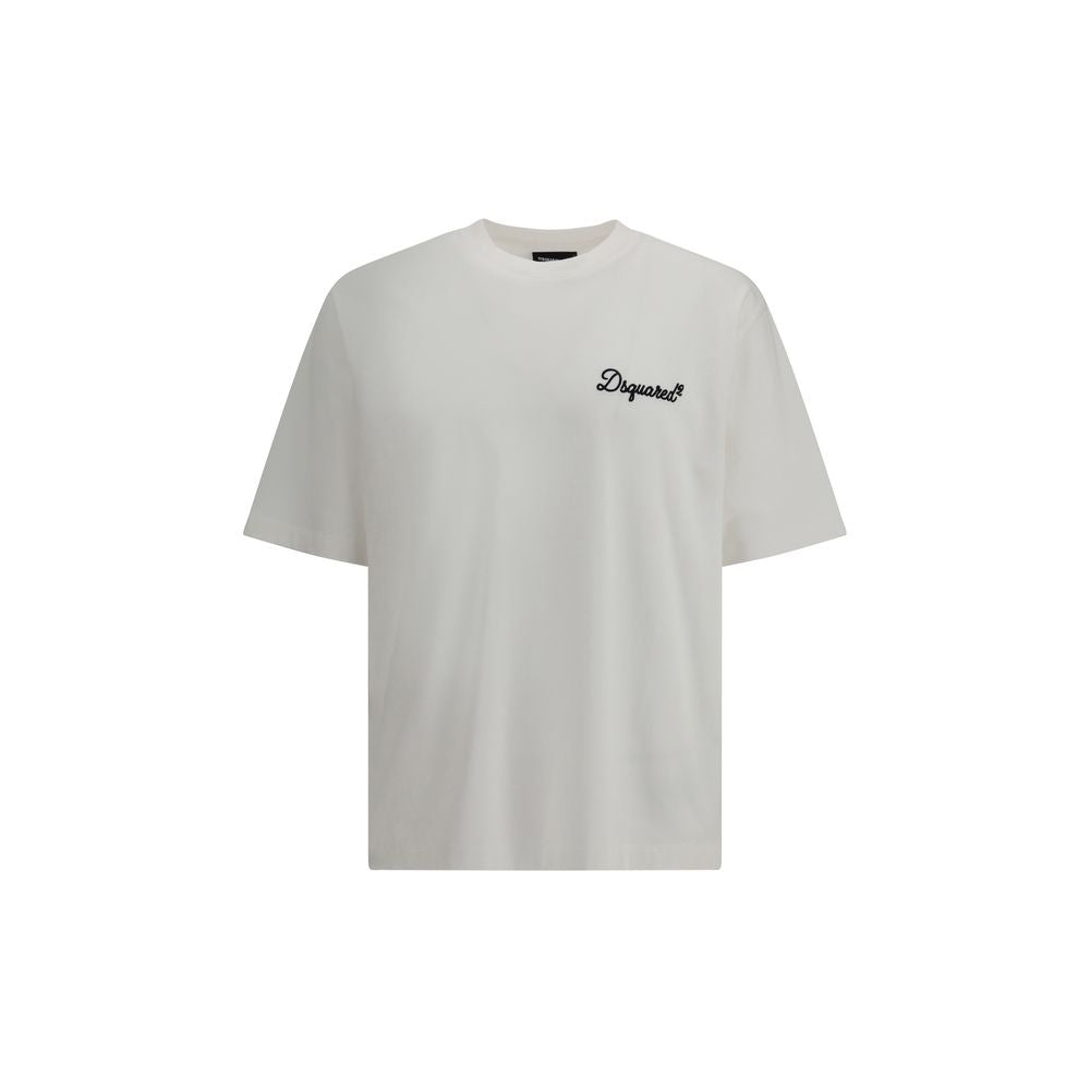 Dsquared2 - Signature T-Shirt Oversize Bianca con Logo Ricamato