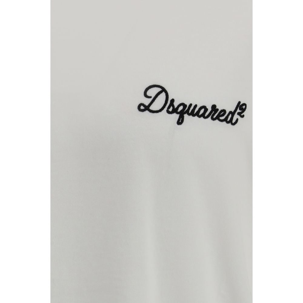 Dsquared2 - Signature T-Shirt Oversize Bianca con Logo Ricamato
