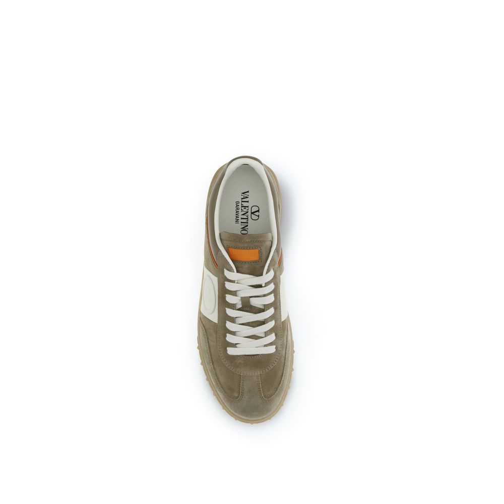 Beige Calf Leather Bos Taurus Low Top Sneakers