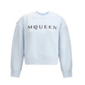 Alexander McQueen – Felpa Oversize Celeste con Logo McQueen a Contrasto