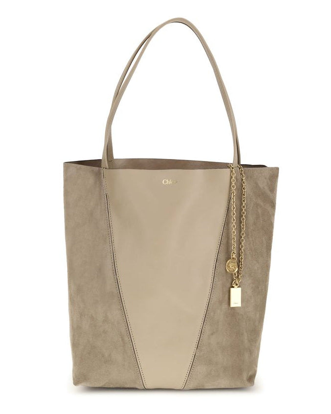 Beige Leather Shoulder Bag