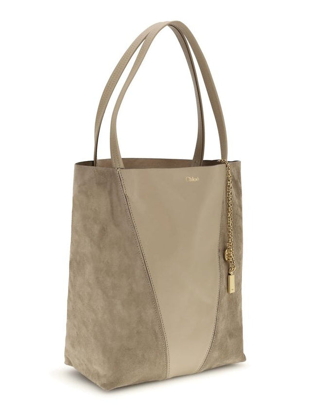 Beige Leather Shoulder Bag