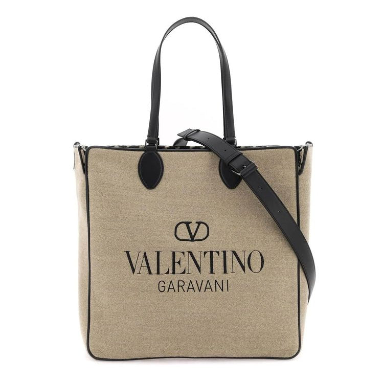 Beige Wool Tote Bag