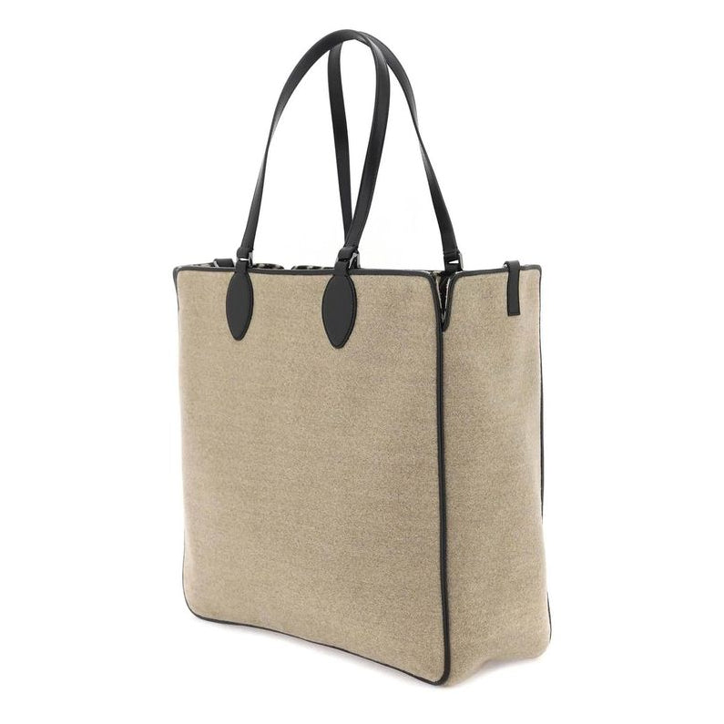 Beige Wool Tote Bag