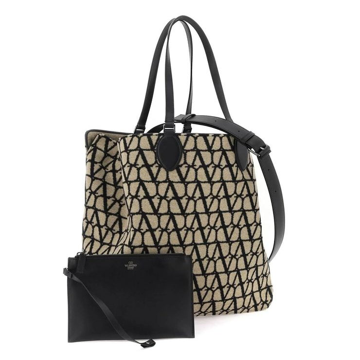 Beige Wool Tote Bag
