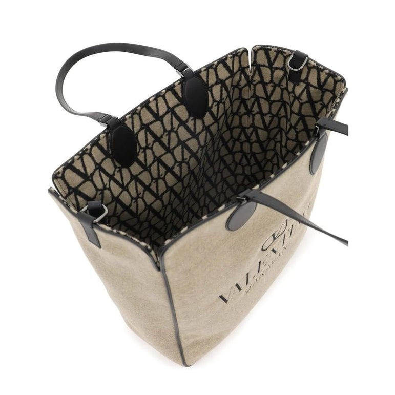 Beige Wool Tote Bag