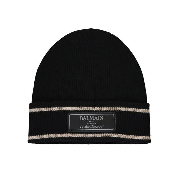Black Merino Wool Beanie