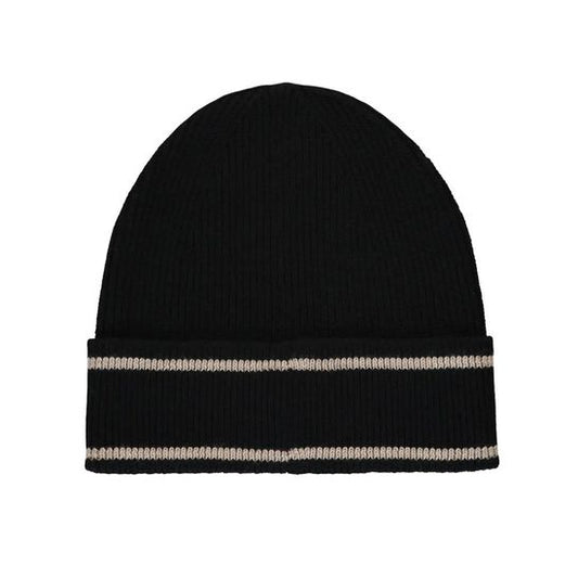 Black Merino Wool Beanie