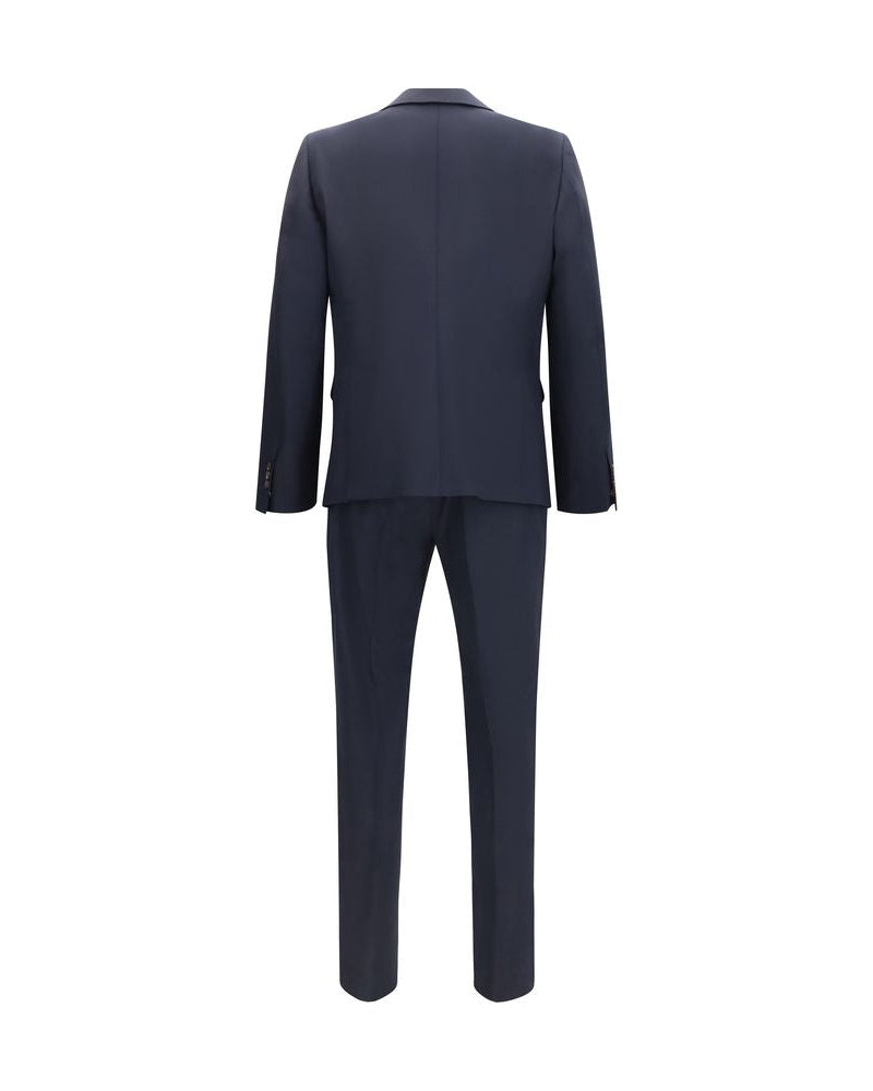 Blue Fleece Wool Two-Piece Suit