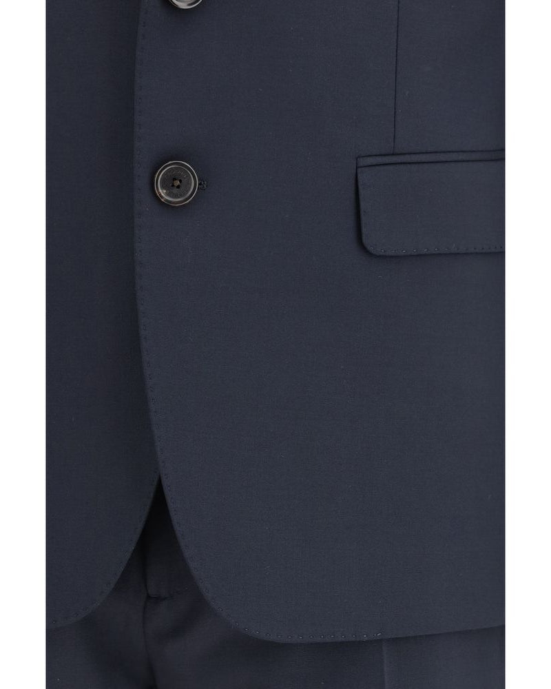 Blue Fleece Wool Two-Piece Suit