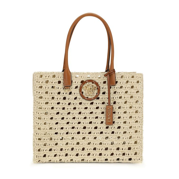Beige Cotton Shoulder Bag
