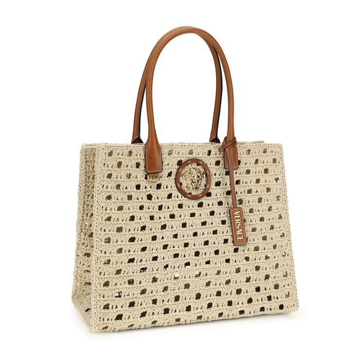 Beige Cotton Shoulder Bag