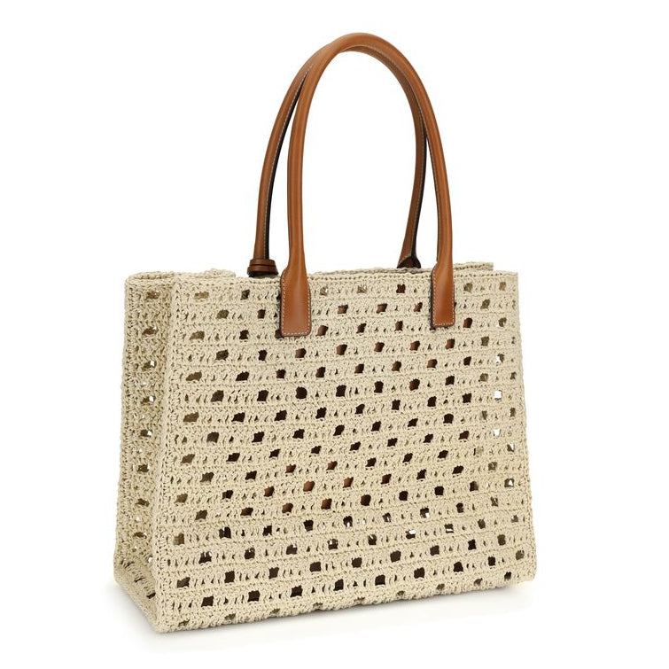 Beige Cotton Shoulder Bag