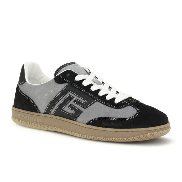Gray Calf Leather Bos Taurus Low Top Sneakers