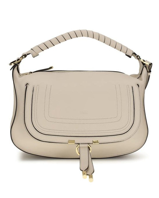 Beige Calf Leather Bos Taurus Shoulder Bag