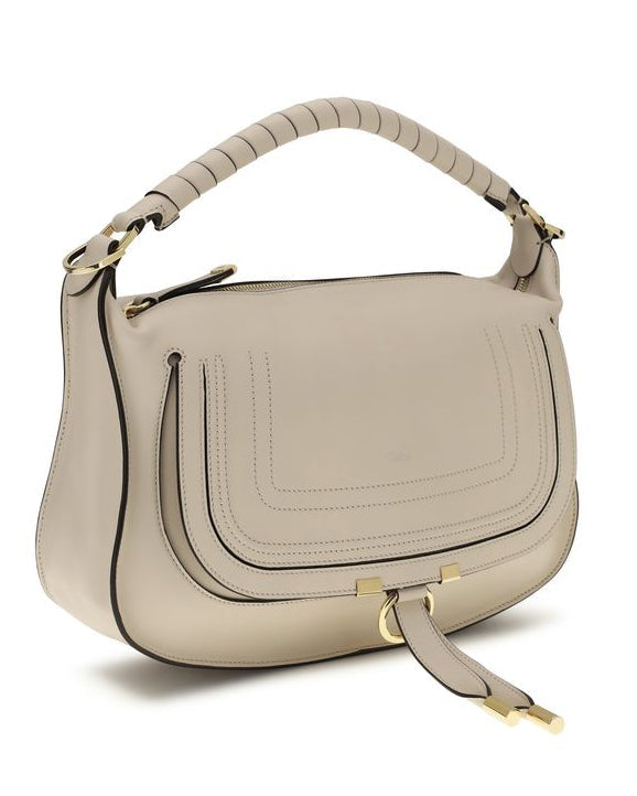 Beige Calf Leather Bos Taurus Shoulder Bag
