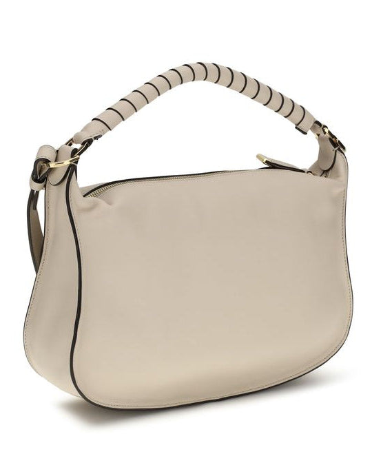Beige Calf Leather Bos Taurus Shoulder Bag