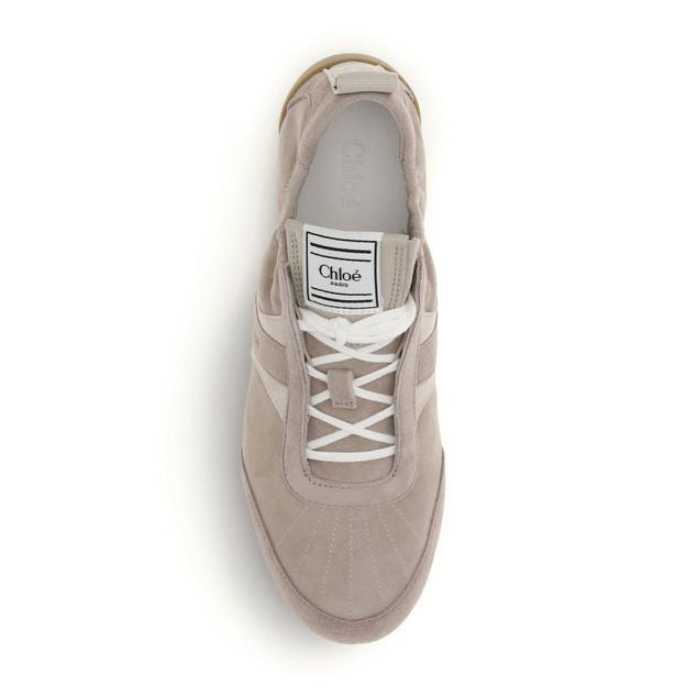 Beige Calf Leather Bos Taurus Athletic Sneakers