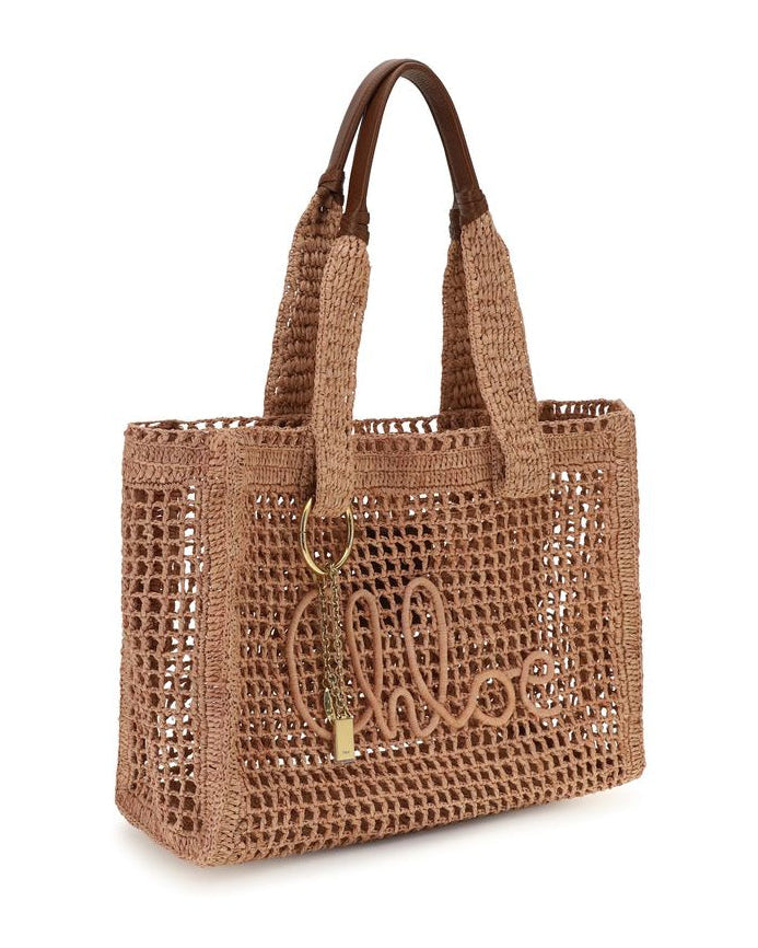 Beige Raffia Shoulder Bag