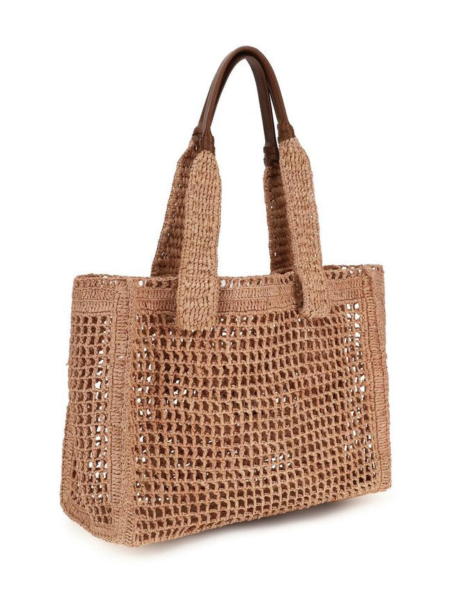 Beige Raffia Shoulder Bag