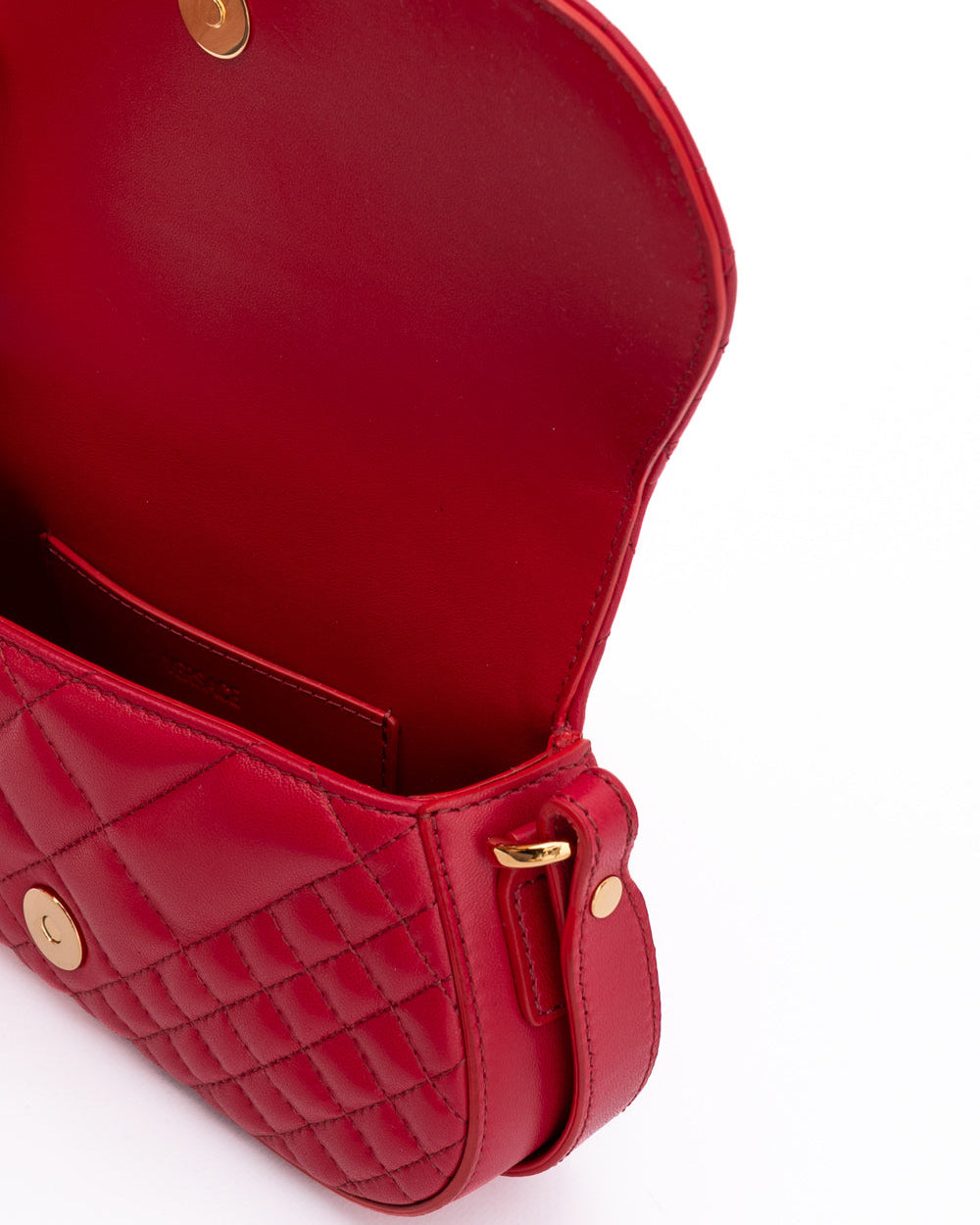 Red Leather Quilted Shoulder Strap Bag