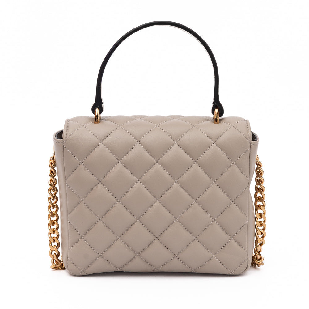 Taupe Quilted Leather Handbag
