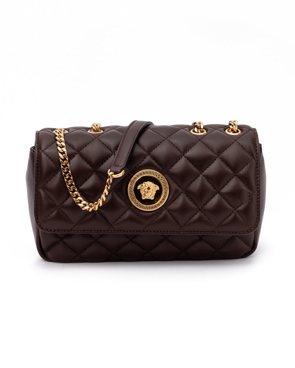 Brown Quilted Leather Shoulder Strap Bag