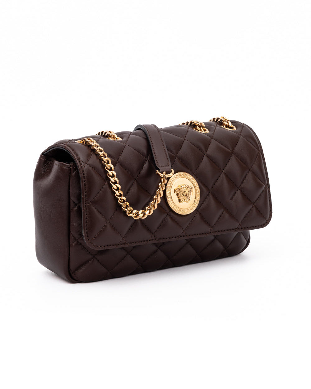 Brown Quilted Leather Shoulder Strap Bag