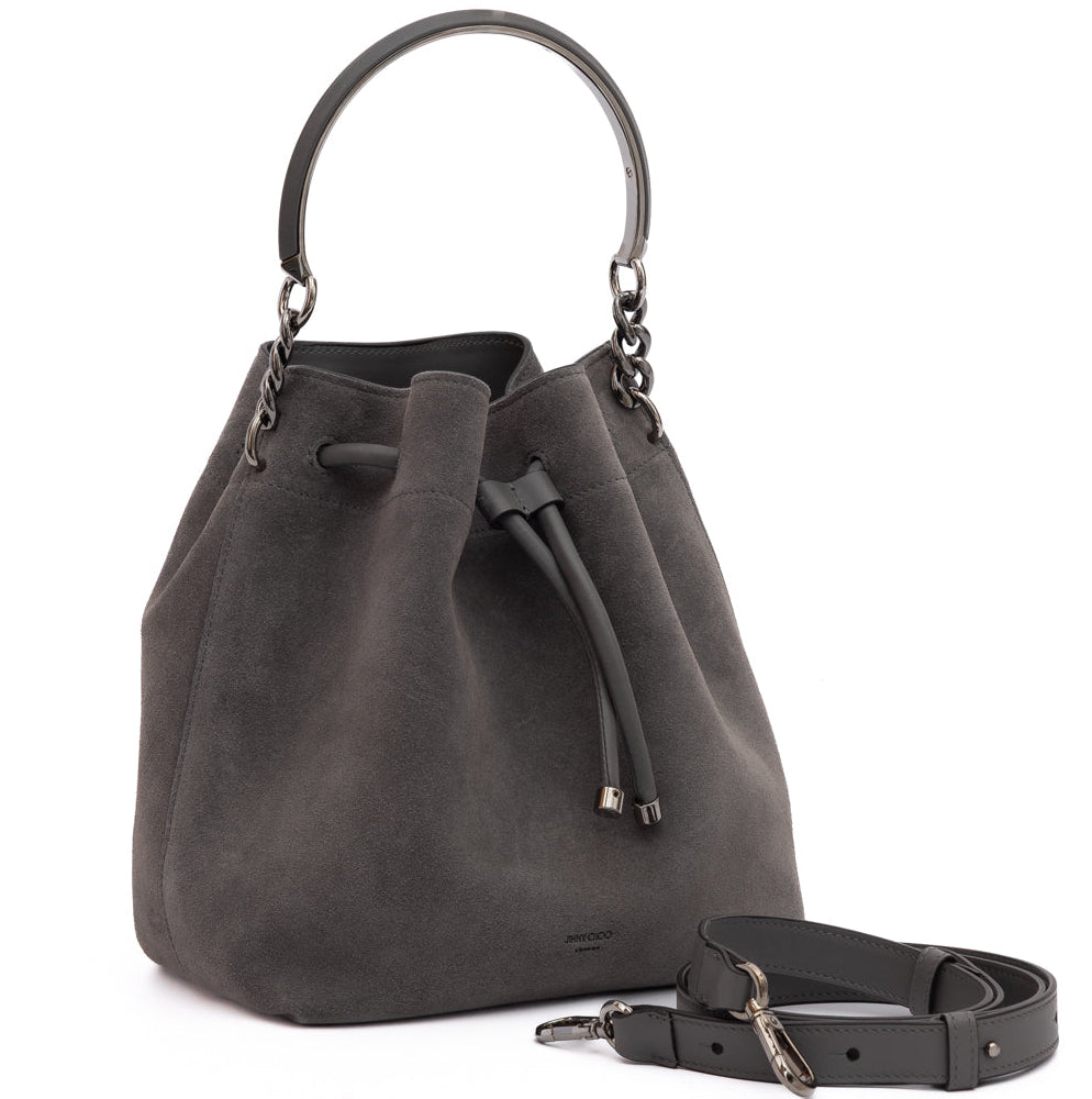 Dark Grey Bon Bon Suede Bucket
