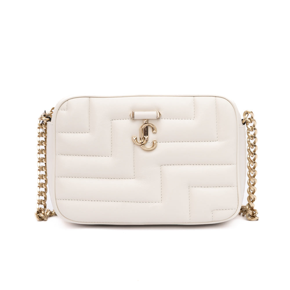 White Leather Avenue Camera Crossbody Bag
