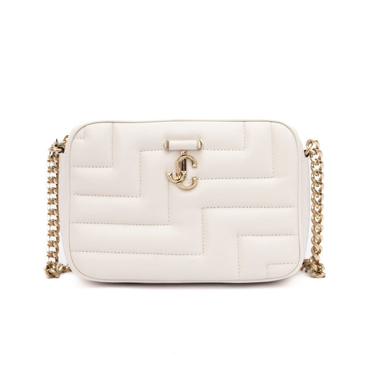 White Leather Avenue Camera Crossbody Bag