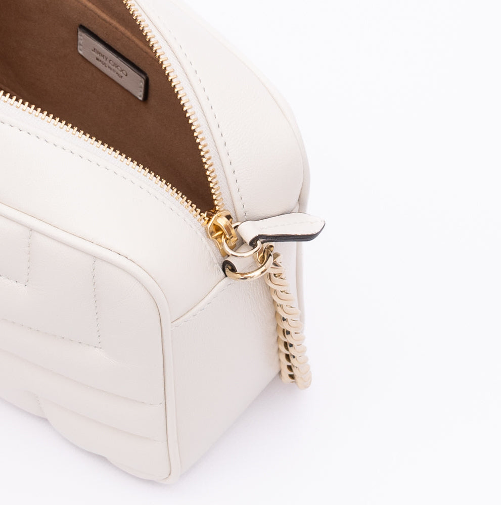 White Leather Avenue Camera Crossbody Bag