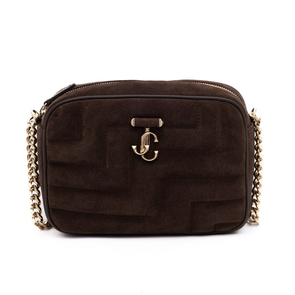 Brown Suede Avenue Camera Crossbody Bag