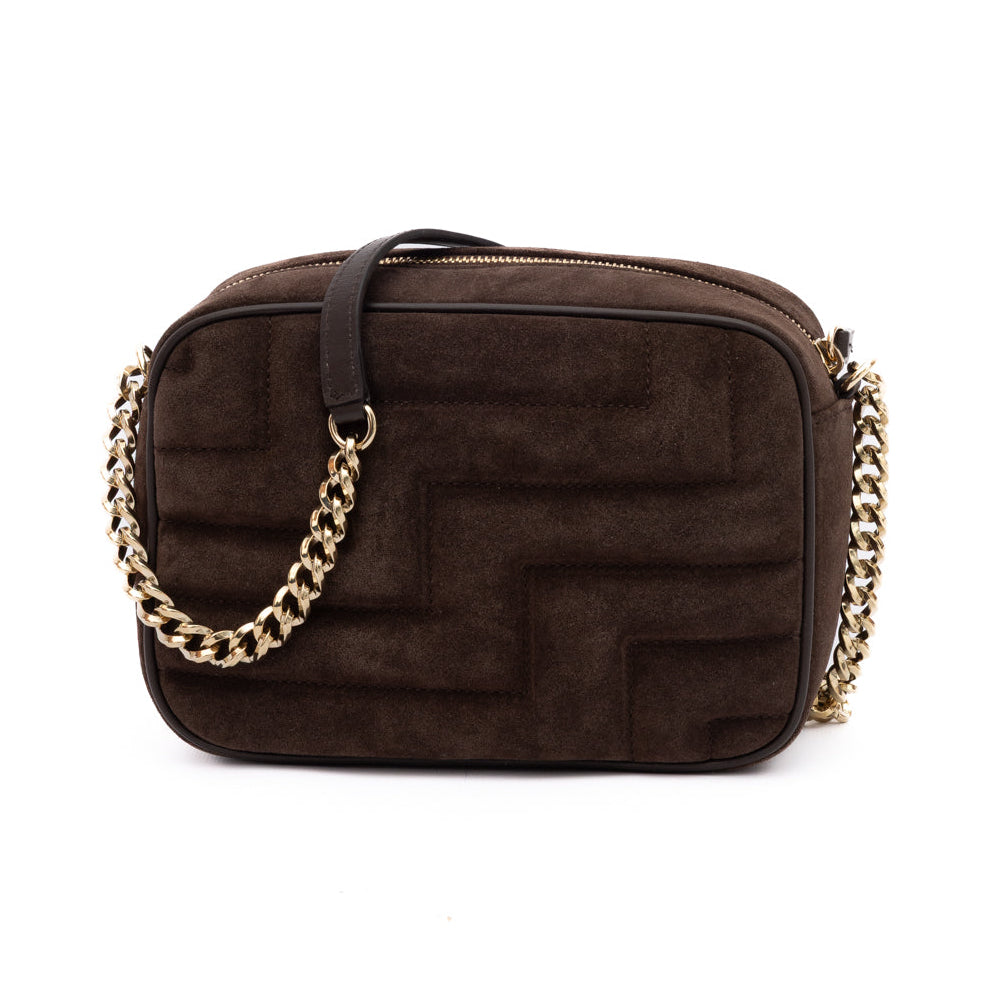 Brown Suede Avenue Camera Crossbody Bag