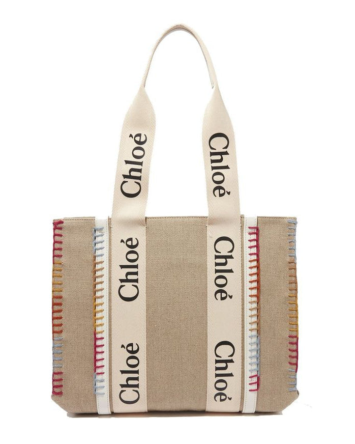 Beige Linen Tote Bag