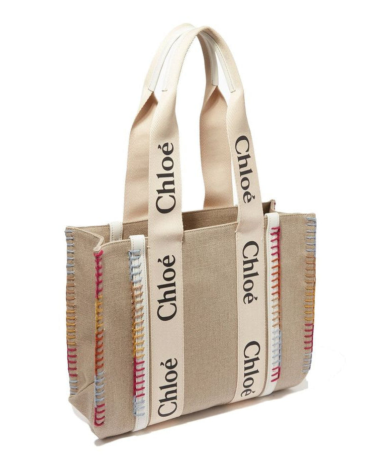 Beige Linen Tote Bag