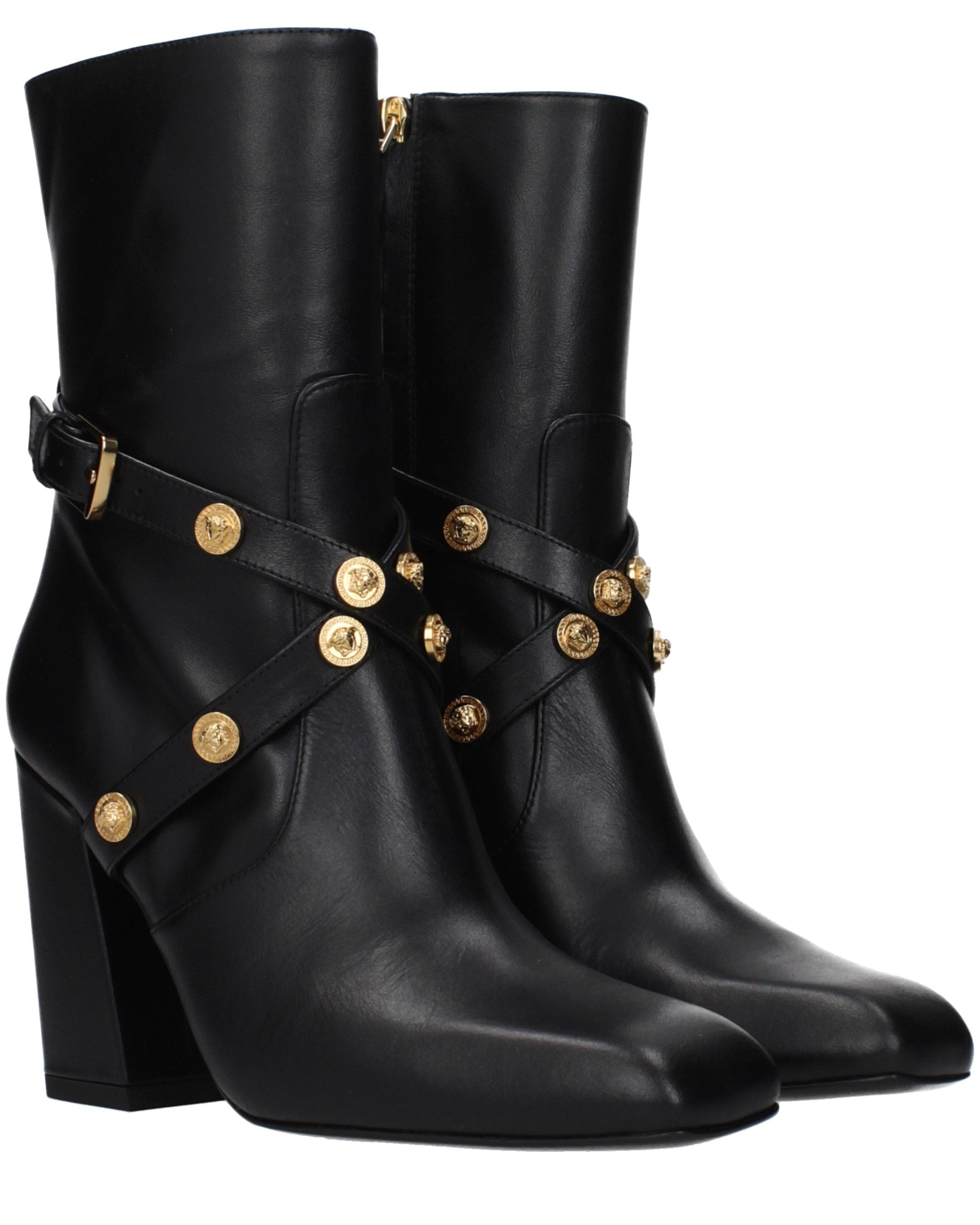 Black Leather Ankle Boots
